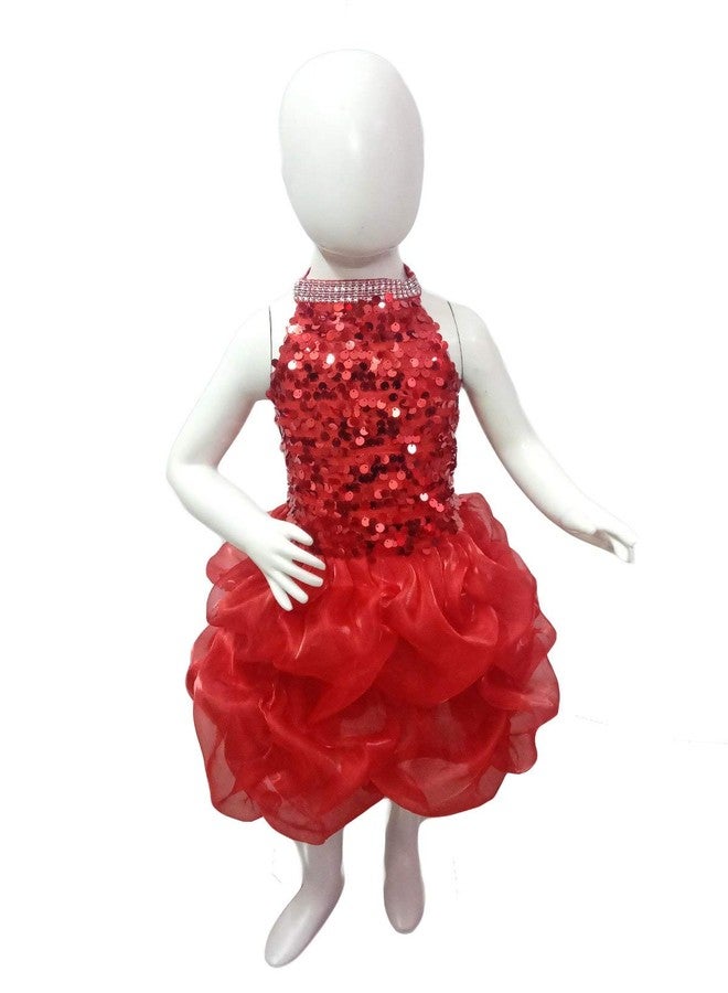 BookMyCostume Red Balloon Frock Western Dance Costume Dress for Girls - Premium 8-10 years,Polyester - Image 1